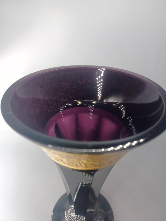 Image 1 of Vase ancien Moser cristal Améthyste Karlsbad 