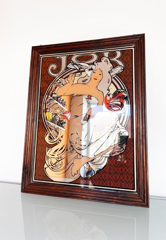Image 1 of Vintage XL Mucha Job Cigarettes advertising mirror