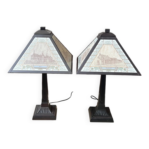 Pair of Art Deco table lamps by Atelier Decor Ar. – tafellampen, Crystal, Metal