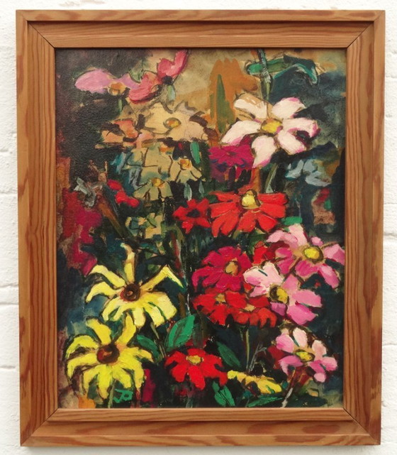 Image 1 of Boerentuin, Bauernblumen, Worpswede 1965, expressives Stilleben