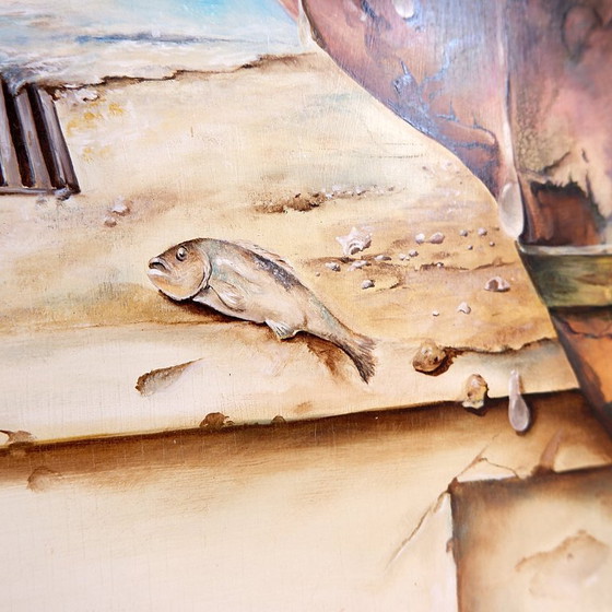 Image 1 of Surrealist oil painting on panel by Joseph Laureys (1944-2020)