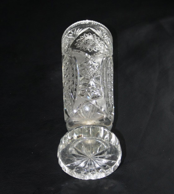 Image 1 of Schwere Bohemian Glasvase – Handgefertigt – 30 cm – Tschechisches Design