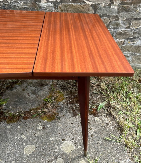 Image 1 of Extendable Scandinavian Style Dining Table – 1960s – Mahogany Veneer, Tapered Legs