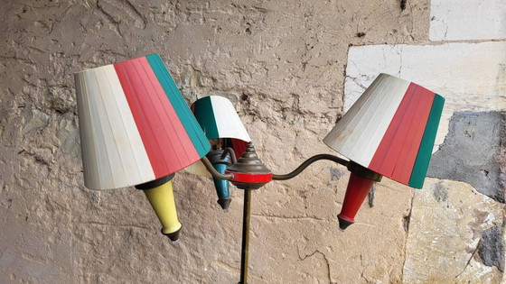 Lampadaire étagère vintage à 3 lumières des années 1950 – Wood, Plastic (photo 5 of 11)
