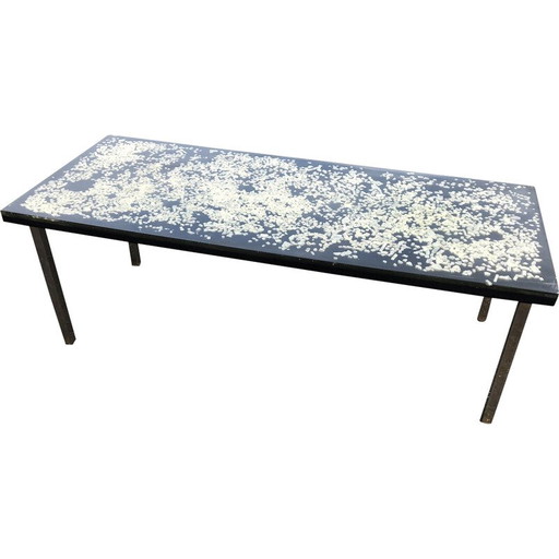 Mesa de centro vintage rectangular de resina y metal de Pierre Giraudon