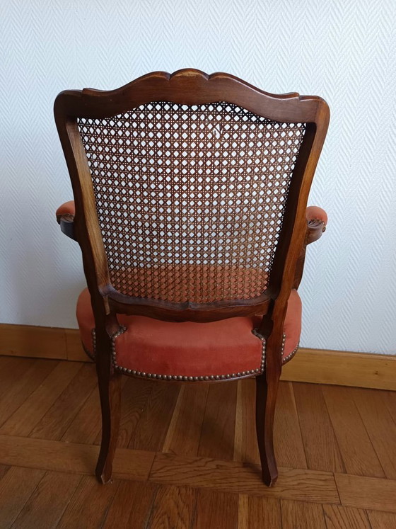 Louis XV terracotta and caning Armchair – Wood (photo 3 of 7)