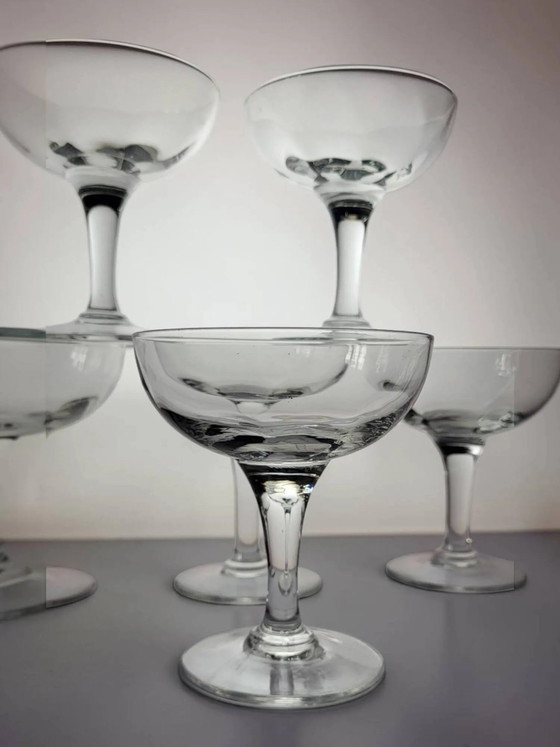 6 champagne coupes – Glass & Decanter, Crystal, Glass, Art Deco (photo 3 of 7)