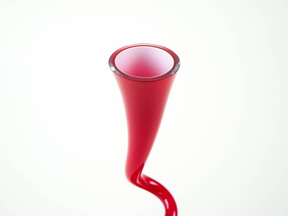 Image 1 of Red vase, Swing Vase, Danish design, manufactured by Normann Copenhagen, designed by Britta Bonnesen