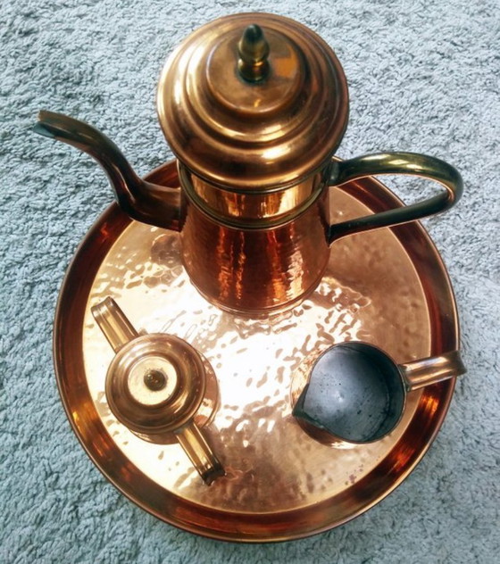 Image 1 of Servizio da caffè/tè - anni '50/'60 - rame martellato