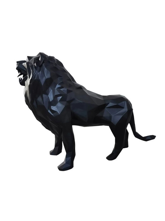 Image 1 of Fiberglas-Skulptur – Löwe – Schwarz