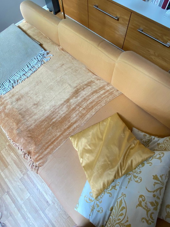 Image 1 of Chaise longue eiken/goudkleurige geribbelde stof