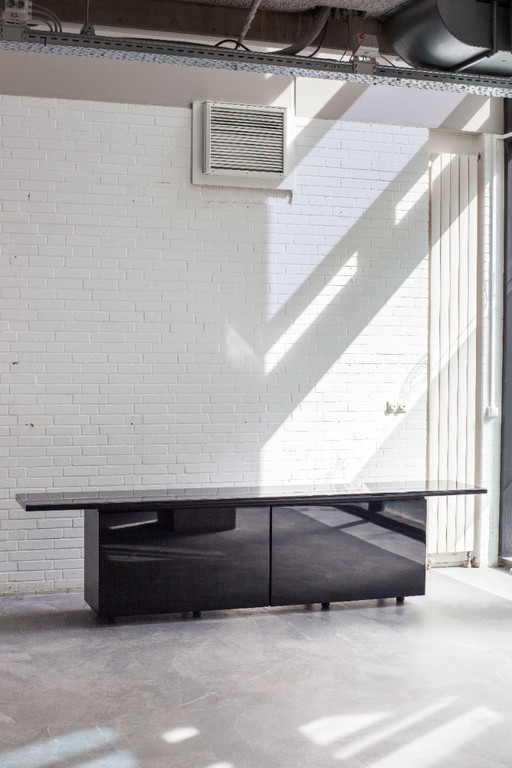 Credenza Sheraton di Giotto Stoppino per Acerbis in nero laccato, Italia, anni '70