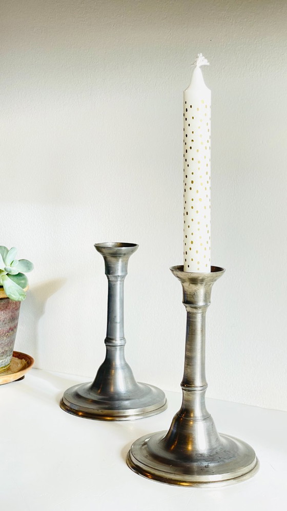Image 1 of Vintage Silver Metal Candlesticks