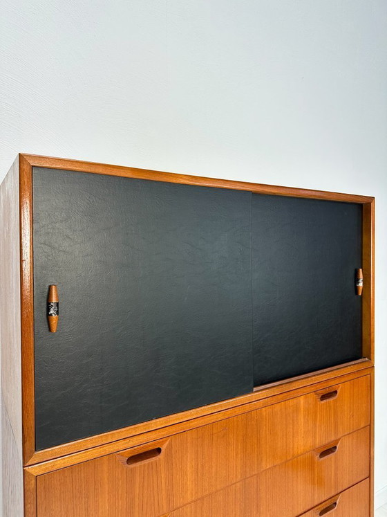 Image 1 of 1960s Danish Teak Cabinet – Mid-Century Three-Piece Storage Unit with Drawers & Sliding Doors