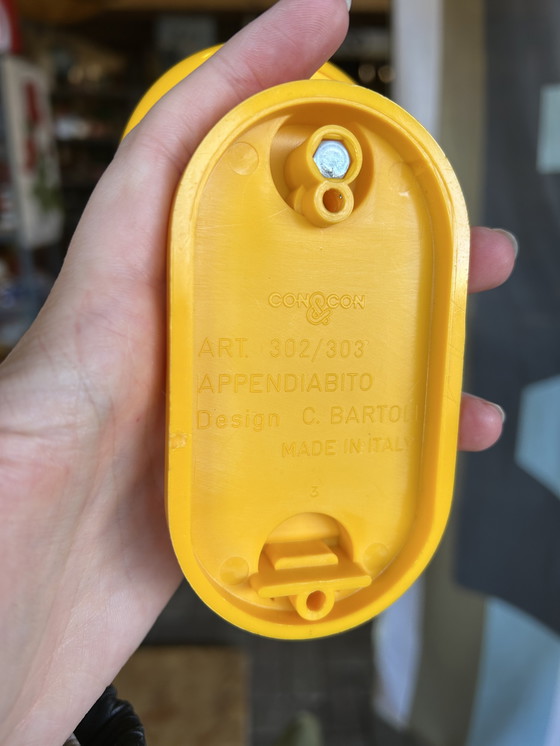 Image 1 of 3 vintage Italian design yellow coat hooks