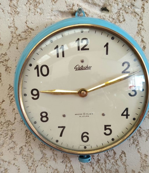 Gletscher Swiss Made Wandklok, jaren 50