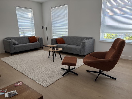 Zgan Hulshoff Sofagarnitur 2 und 2,5 Sitzer modern grau melange