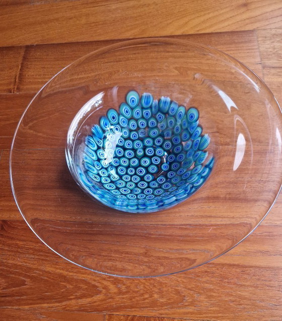 Image 1 of Présentoir à gâteaux Murano : Verre bleu et vert avec murrines