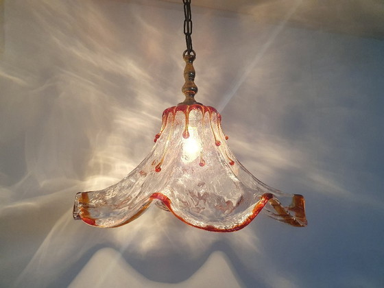 Image 1 of Murano Mazzega plafondlamp, vintage lamp van Murano-glas, hanglamp uit de jaren 70, Italië