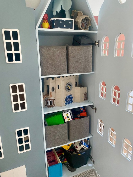Kast Van Een Huis | Licht/ijsblauwe huiskast 216*60*40 – Opbergkast, Mdf (photo 4 of 7)