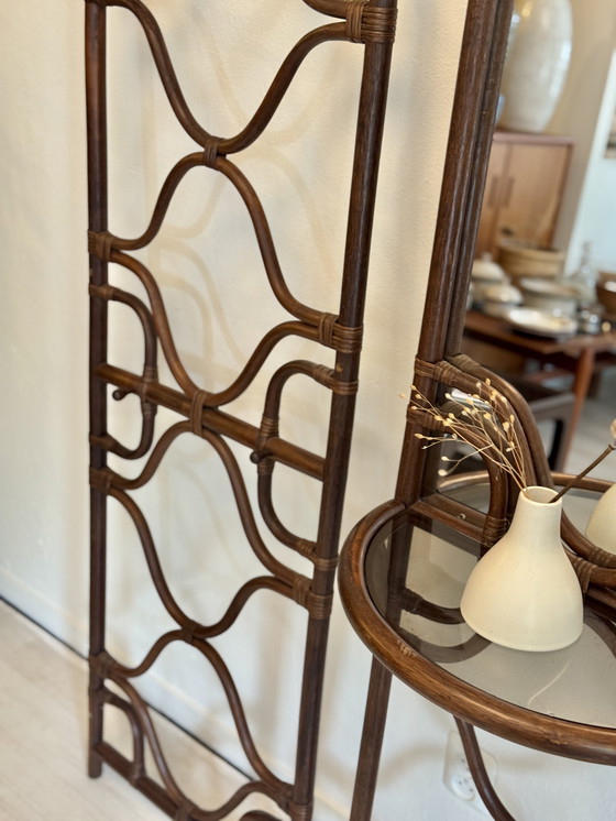 Image 1 of Set di attaccapanni da parete vintage in rattan, anni '70