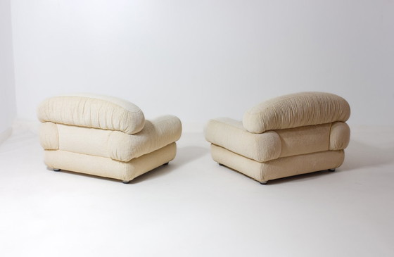 Image 1 of Elegantes sillones italianos en tela color crema, años 70
