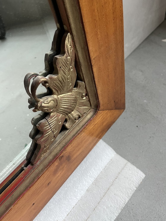 Image 1 of Miroir italien antique en bois sculpté à la main