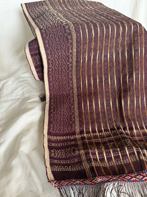 Tissu ulos unique - style Ragidup - textile Batak tissé à la main (Sumatra du Nord)