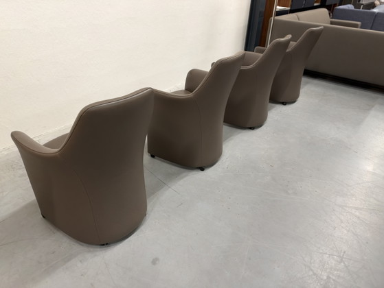 4 Leolux Lirio Esszimmerstühle braunes Leder (Foto 13 von 25)