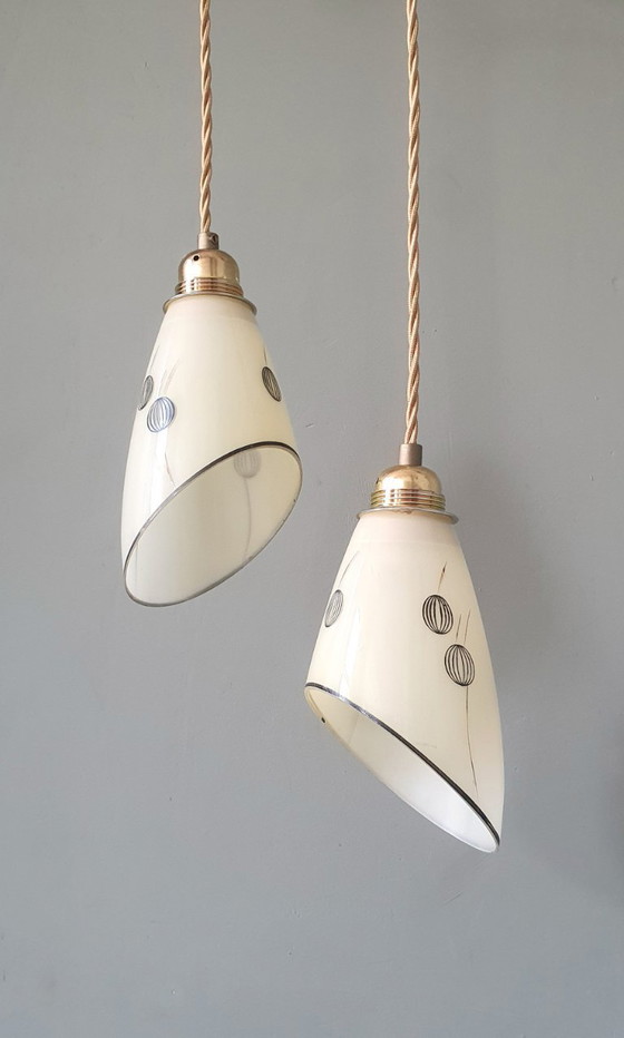 Set Vintage Hanglampen Met Decoratie. Beige / Zacht Geel – Metal (photo 14 of 27)