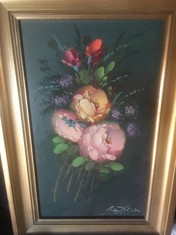 Dipinto a olio bouquet di fiori – Dipinti e disegni, Canvas, Vintage (photo 5 of 7)