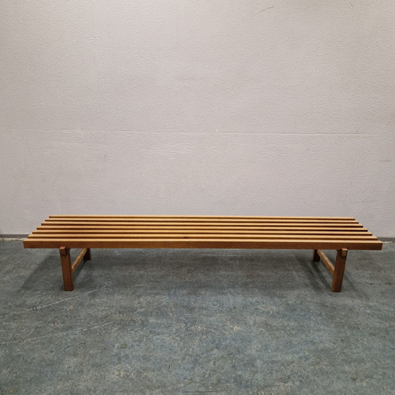 Image 1 of Banc à lattes en teck design des années 70