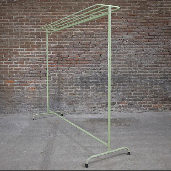 Image 1 of Vintage Industrial Coat Rack Clothing Rack Metal Old Green