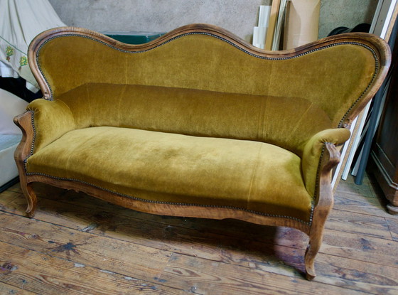 Image 1 of Divano a tre posti in velluto Luigi Filippo, Francia, XIX secolo
