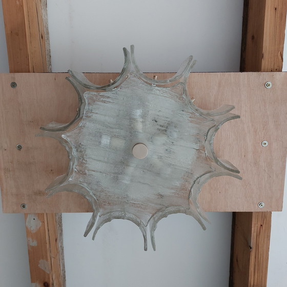 Image 1 of Vintage Kaiser Leuchten ijsglas plafondlamp 