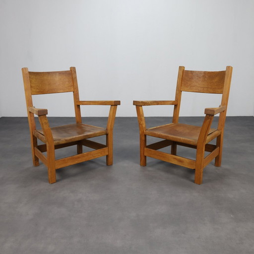 Set of 2 Brutalist Armchairs, 1970s