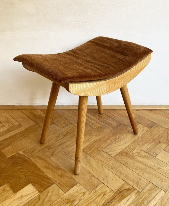 Image 1 of 1970's Mid-Century Modern Stool with New Upholstery
