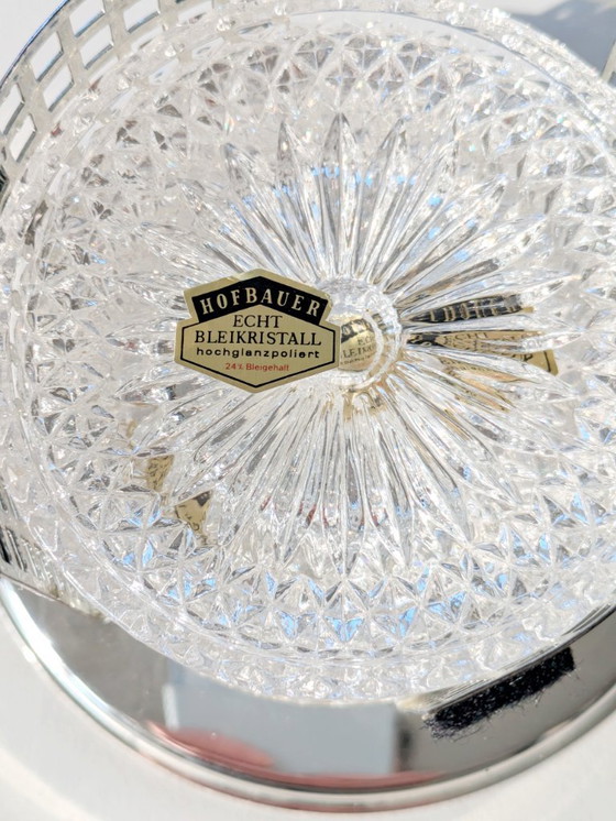 Image 1 of Sottobicchieri vintage in cristallo al piombo Hofbauer, portaoggetti in argento Art Déco, set da 6
