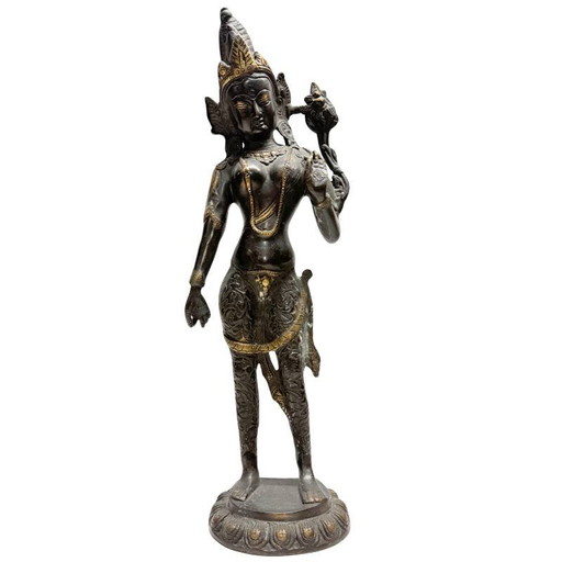 Tara de Bronce de Pie – Estatua Himalayana Esbelta – Lote 472