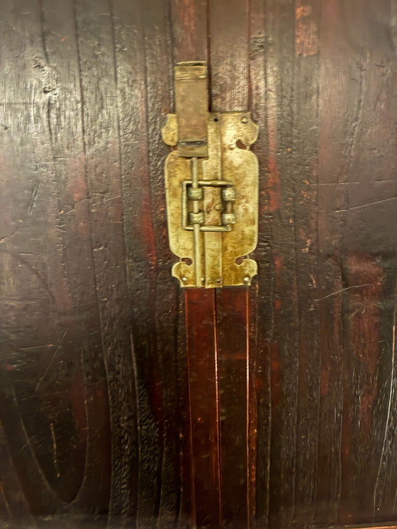 Authentischer japanischer Schrank, antiek, Aufbewahrungsschrank, Holz, Messing, Braun (Foto 5 von 8)