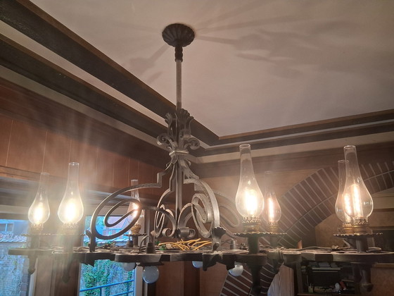 Image 1 of Handcrafted Wrought Iron Set of 3 Lusters