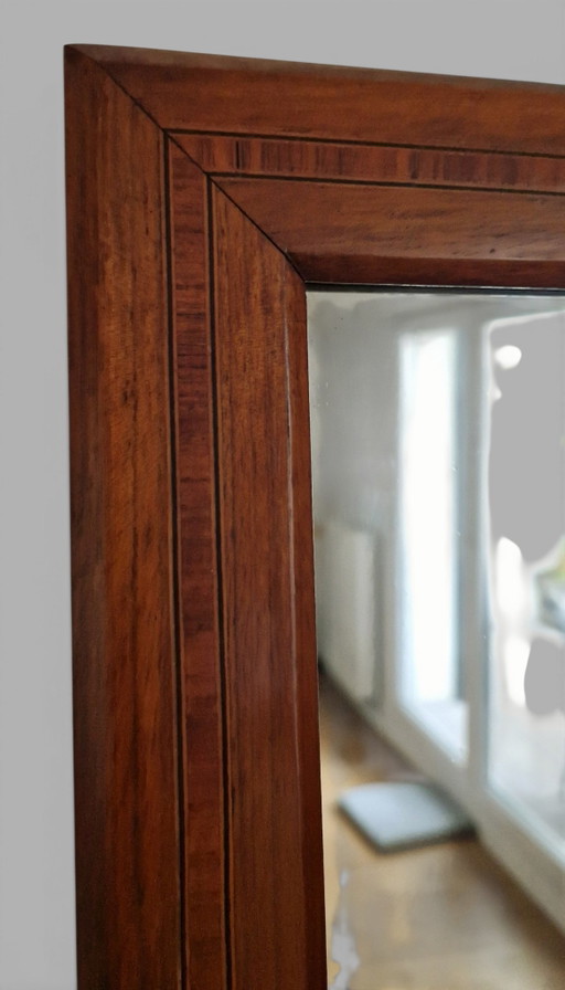 Espejo de pared antiguo con marquetería - Finales del siglo XIX - Pieza única – spiegels, Glass, Wood (photo 2 of 15)