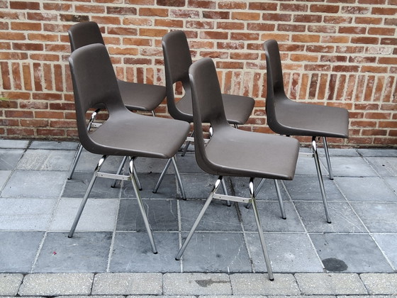 5 sedie vintage di Marko Holland, design di Jac Vogels, circa 70 – Sedie da pranzo, Metal, Plastic (photo 2 of 7)