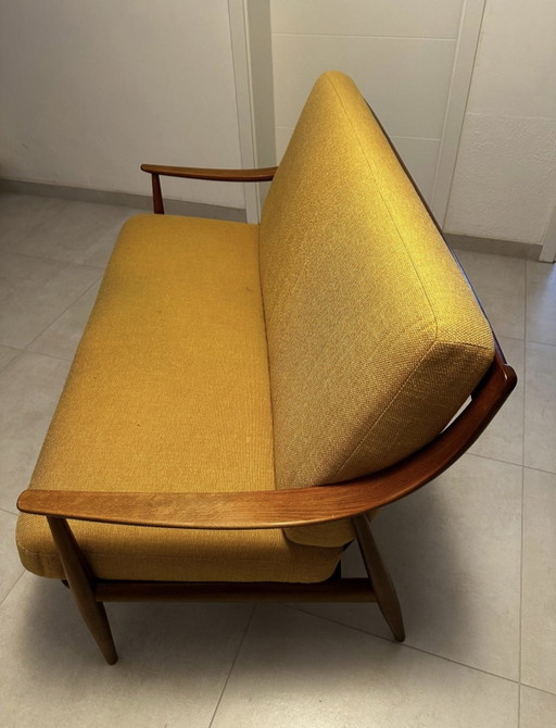 Sofá de teca Diseño danés años 50 Hvidt Molgaard Diseño escandinavo