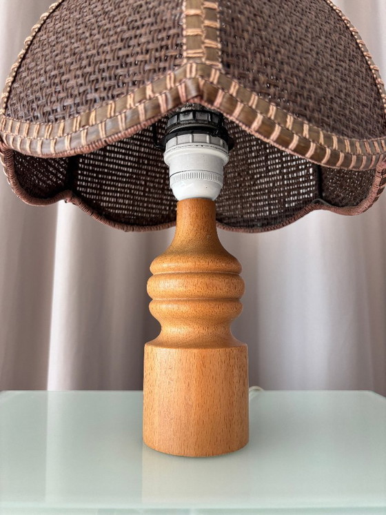 Lampe de table vintage tressée – Bois et rotin – Années 1970 – Wood (photo 8 of 11)