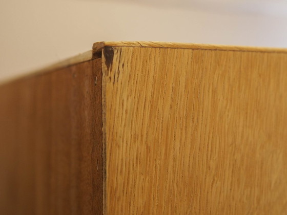 Danish Oak Bookcase by Henning Kjærnulf with Glass Doors and Geometric Panels, 1960s – Wood (photo 8 of 21)