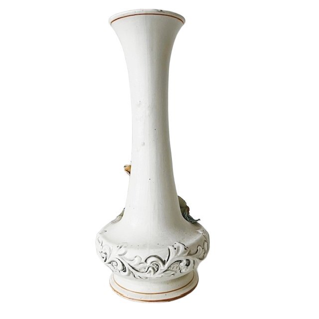 Vintage Italian Baroque Capodimonte Vase Porcelain Rococo Flowers