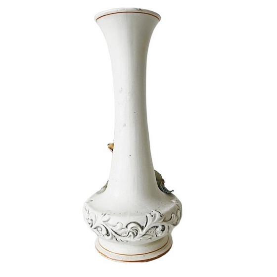Image 1 of Vintage Italian Baroque Capodimonte Vase Porcelain Rococo Flowers 1960s