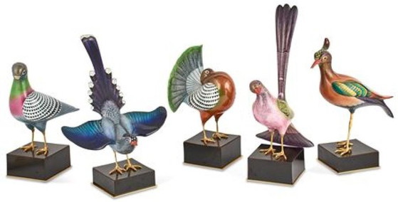 Crested Bird Polychrome Porcelain & Ormolu Sculpture, 1970s – Bronze, Wood, Hollywood Regency (photo 19 of 19)