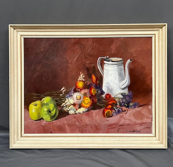 Painting, still life with flowers and fruits. – Paintings & Drawings, Canvas (photo 7 of 7)